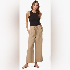Joe's Jeans The Ellie Wide Leg High Rise Pants Drawstring Tan Linen Blend XXL
